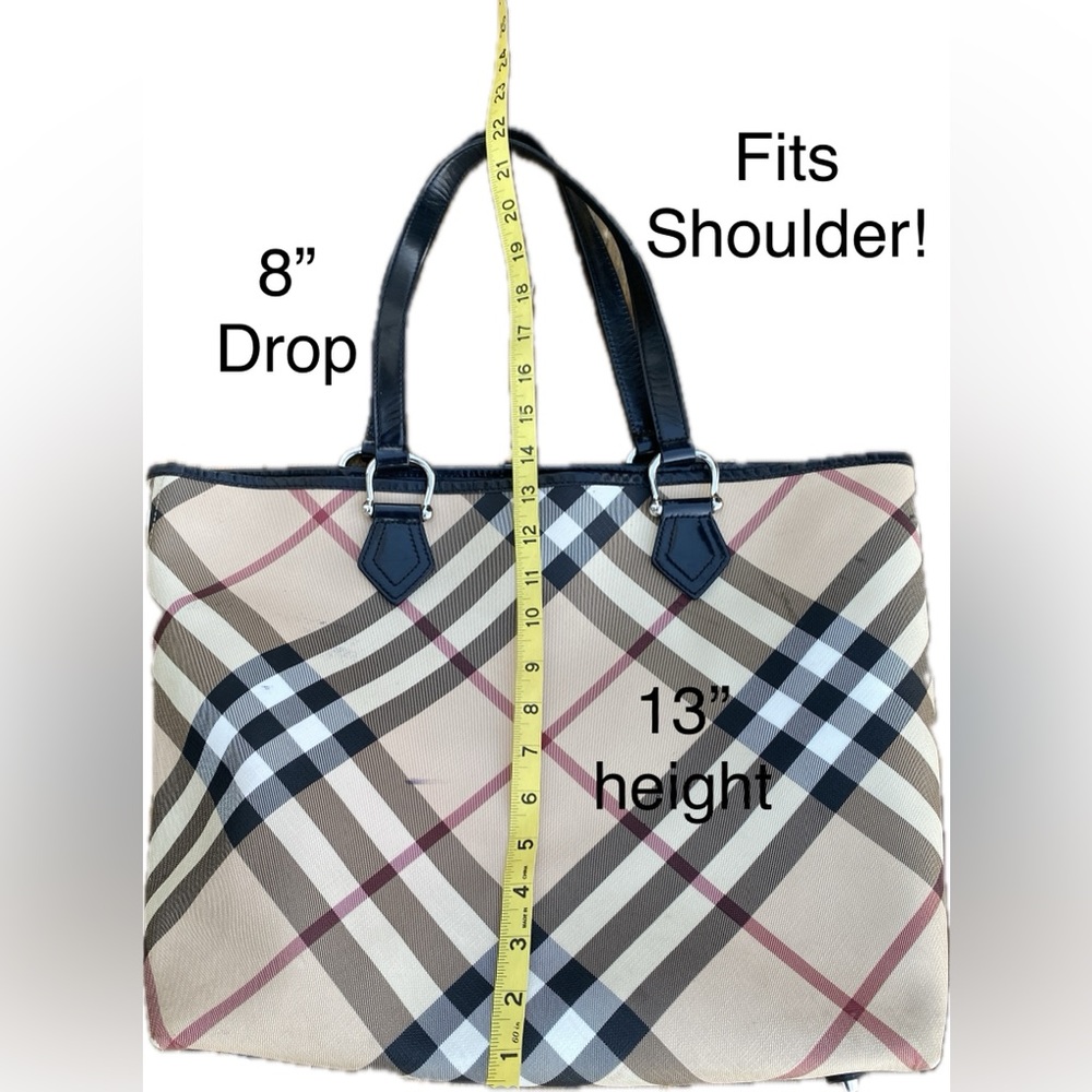 BURBERRY NOVA CHECK Shopper/Footed TOTE🔥HUGE!🔥PVC/Leather w/pouch🔥HOT ITEM!🔥 - Picture 10 of 15